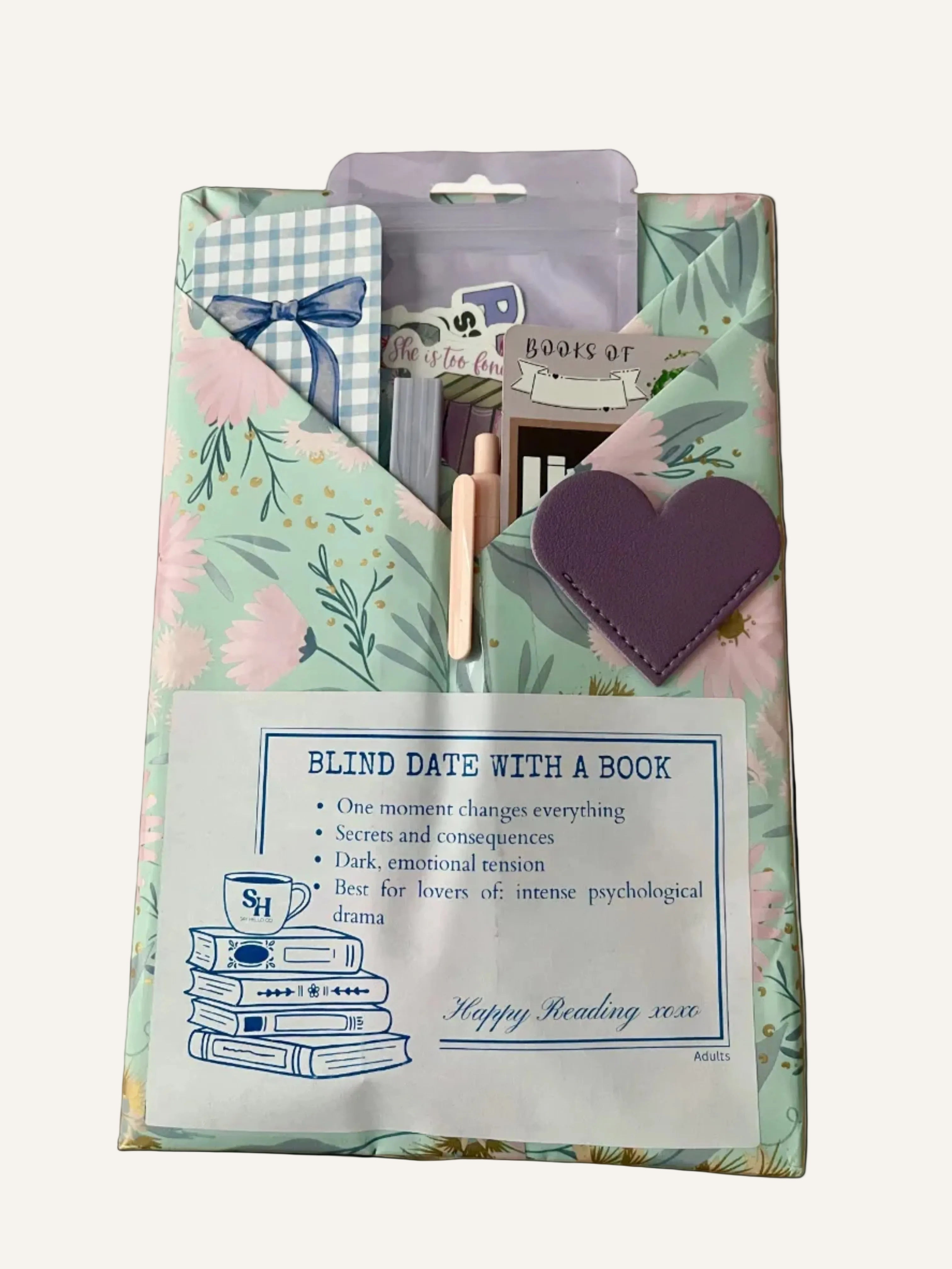 Product packaging with floral design and text on a label