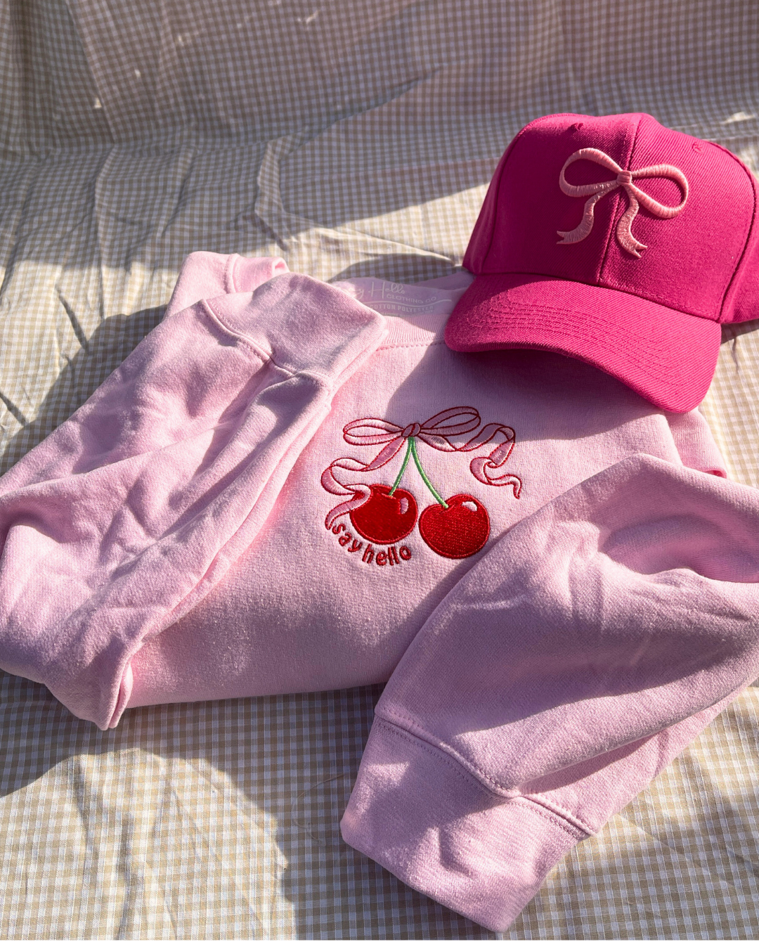 Say Hello Signature Coquette Cherry Crew neck Sweater